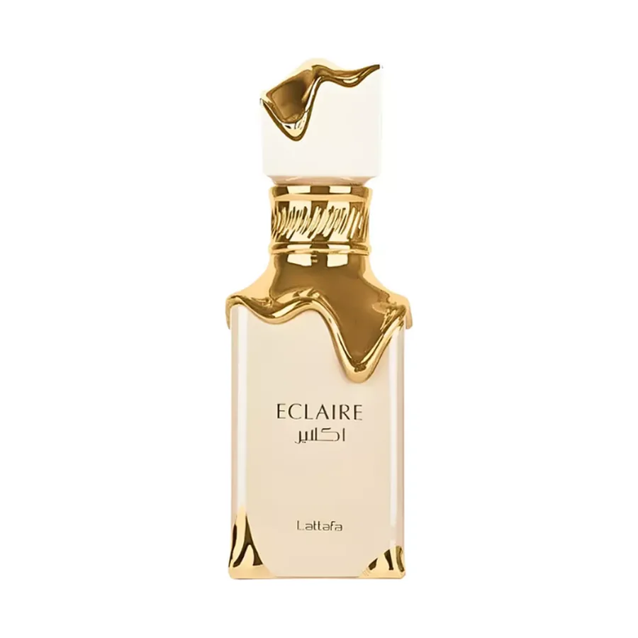 Lattafa Eclaire Eau de Parfum 100 ml — frasco e caixa, fundo branco