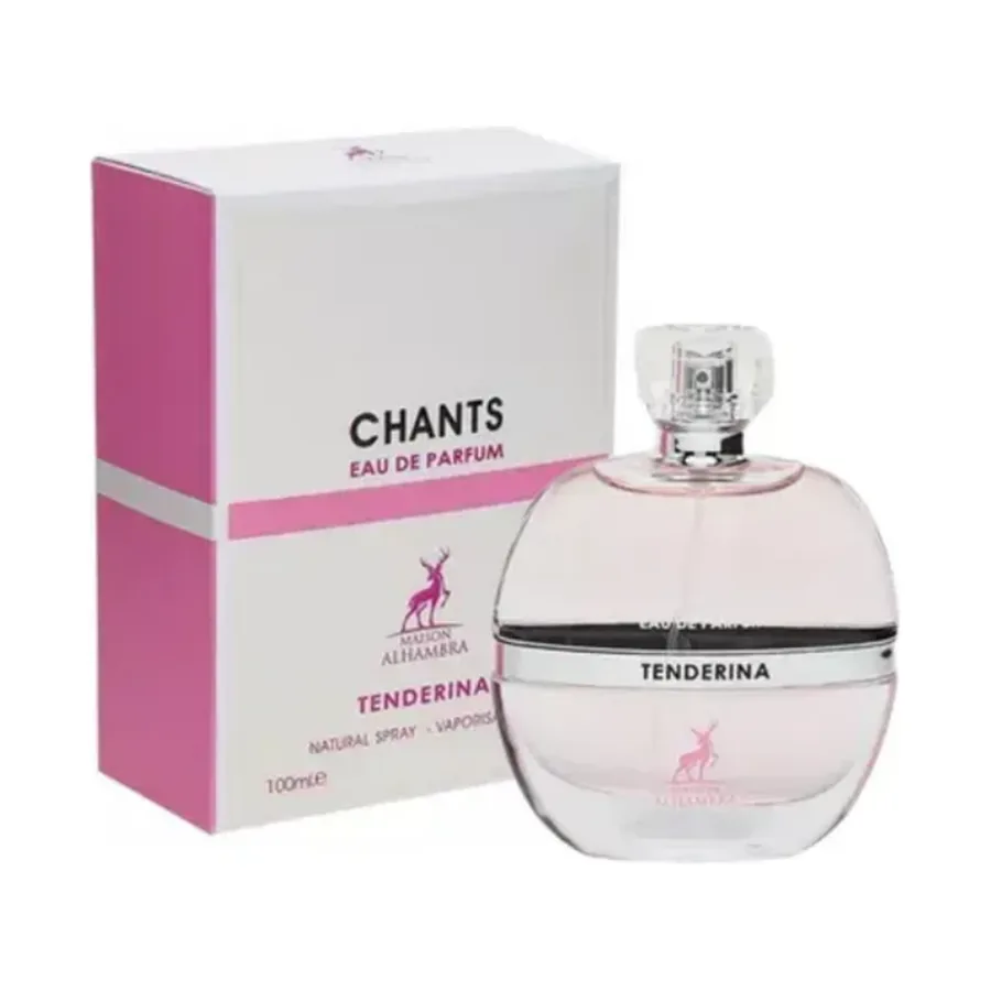Maison Alhambra Chants Tenderina Eau de Parfum 100 ml — frasco e caixa, fundo branco
