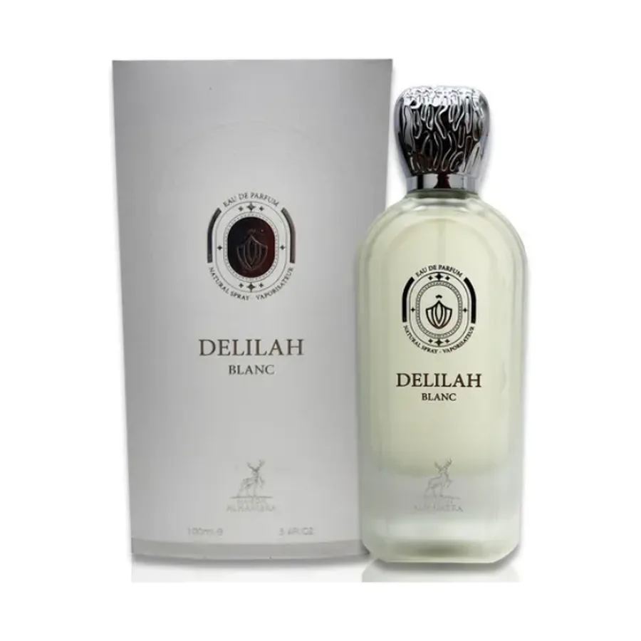 Maison Alhambra Delilah Blanc Eau de Parfum 100 ml — frasco e caixa, fundo branco
