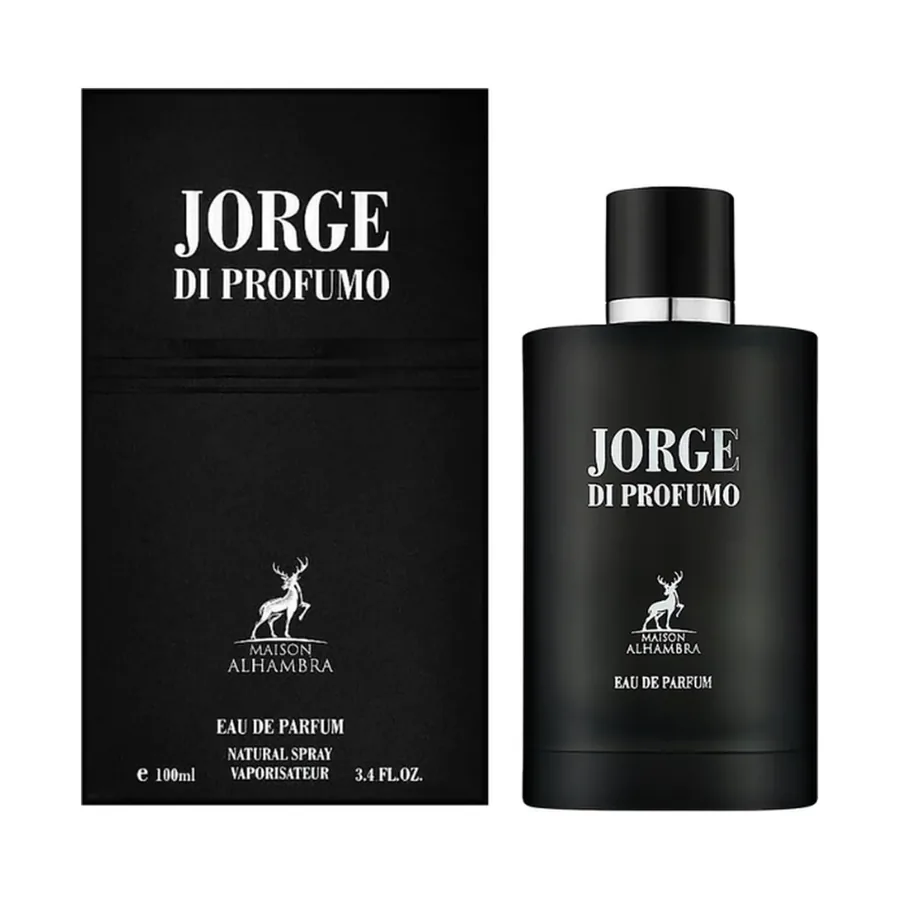 Maison Alhambra Jorge Di Profumo Eau de Parfum 100 ml — frasco e caixa, fundo branco